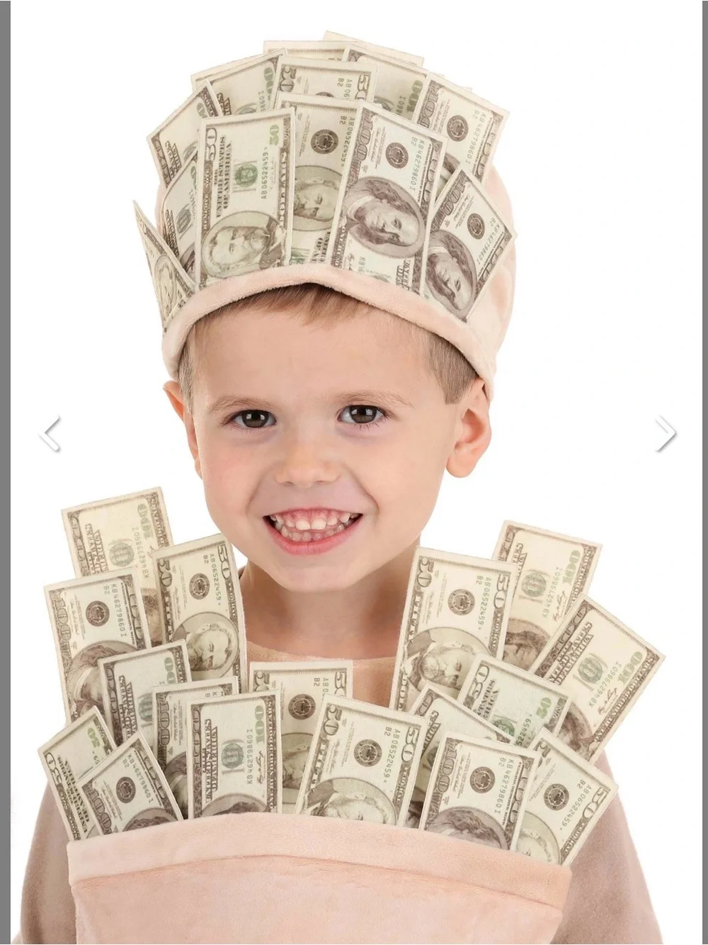 Kids Money Bag Costume - Beige Dollar Sack Outfit